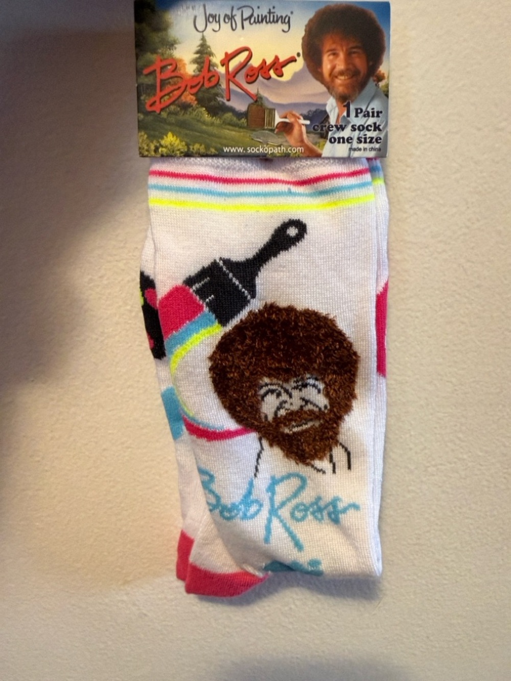 Bob Ross "The Joy of Painting" Crew Socks Happy Little Trees: Unisex